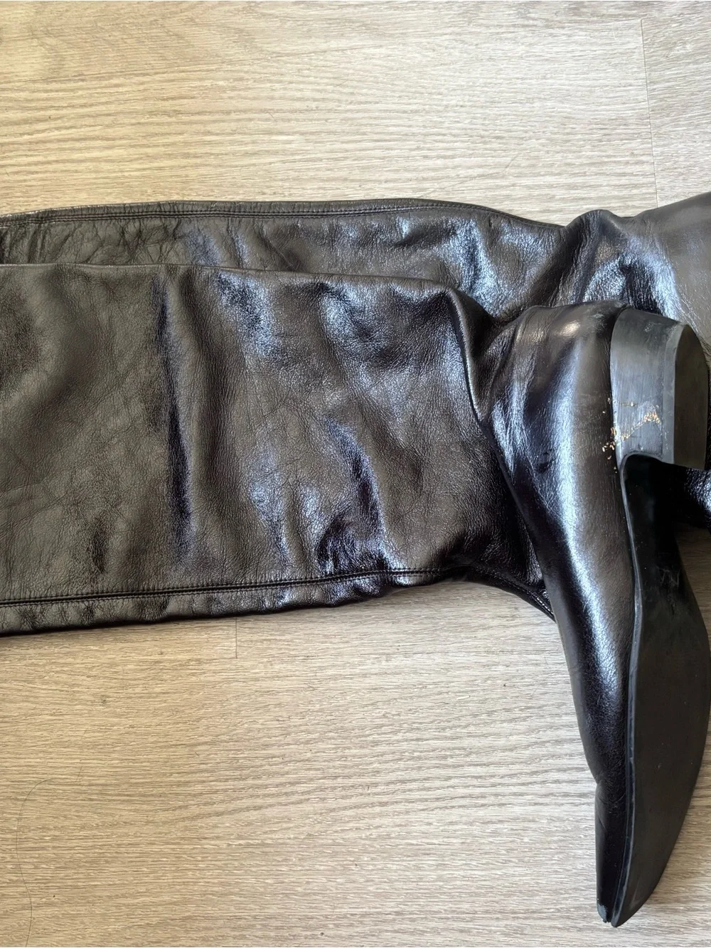 Black Leather Knee-High Boots